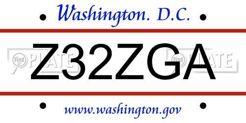Z32ZGA District Of Columbia License Plate