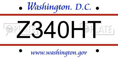 Z340HT District Of Columbia License Plate