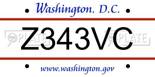 Z343VC District Of Columbia License Plate