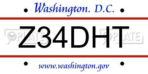 Z34DHT District Of Columbia License Plate