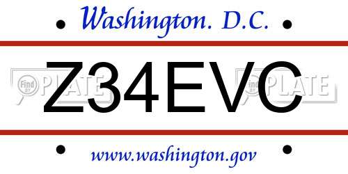 Z34EVC District Of Columbia License Plate