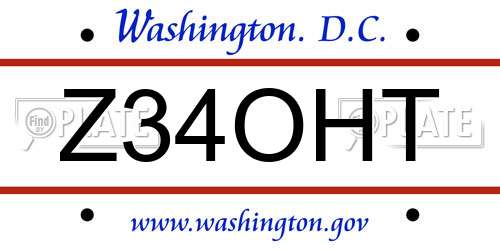 Z34OHT District Of Columbia License Plate