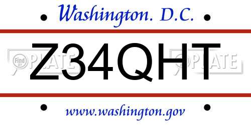 Z34QHT District Of Columbia License Plate