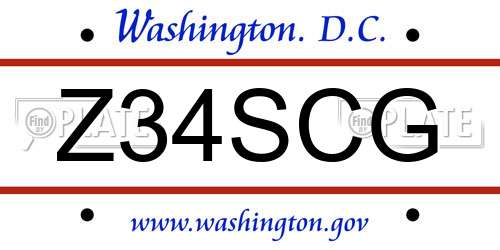 Z34SCG District Of Columbia License Plate
