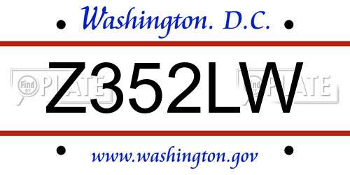 Z352LW District Of Columbia License Plate
