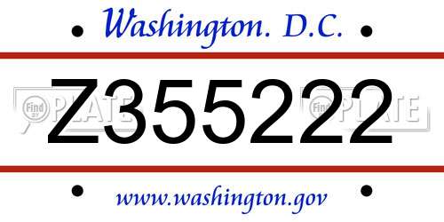 Z355222 District Of Columbia License Plate