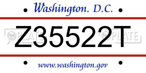 Z35522T District Of Columbia License Plate