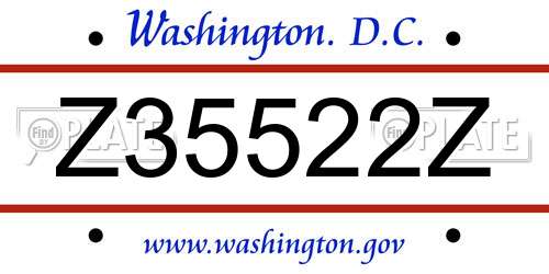 Z35522Z District Of Columbia License Plate