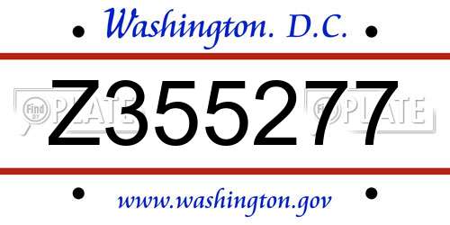Z355277 District Of Columbia License Plate