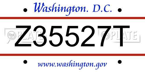 Z35527T District Of Columbia License Plate
