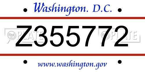 Z355772 District Of Columbia License Plate
