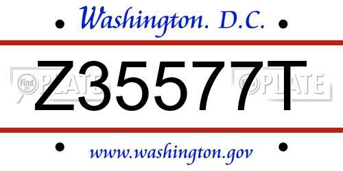 Z35577T District Of Columbia License Plate