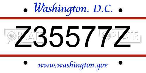 Z35577Z District Of Columbia License Plate