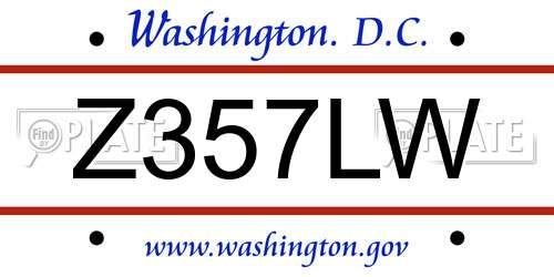 Z357LW District Of Columbia License Plate
