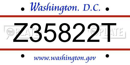 Z35822T District Of Columbia License Plate