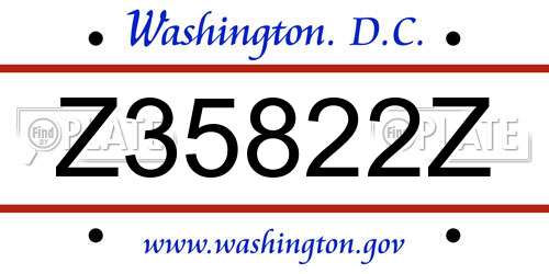Z35822Z District Of Columbia License Plate