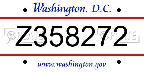 Z358272 District Of Columbia License Plate