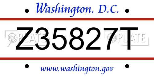 Z35827T District Of Columbia License Plate