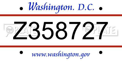 Z358727 District Of Columbia License Plate