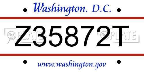 Z35872T District Of Columbia License Plate