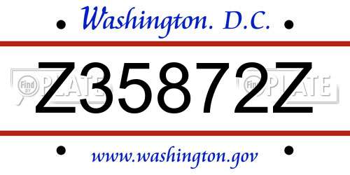Z35872Z District Of Columbia License Plate
