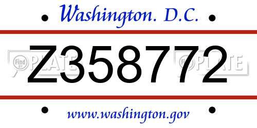 Z358772 District Of Columbia License Plate