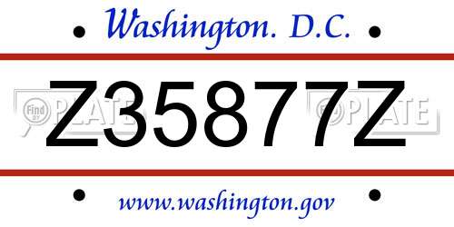 Z35877Z District Of Columbia License Plate