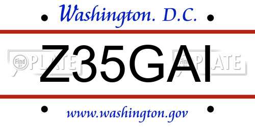 Z35GAI District Of Columbia License Plate