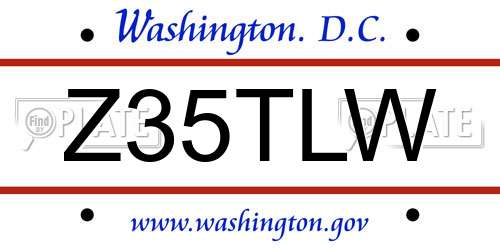 Z35TLW District Of Columbia License Plate