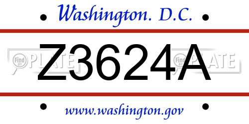 Z3624A District Of Columbia License Plate
