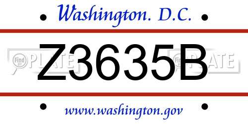 Z3635B District Of Columbia License Plate
