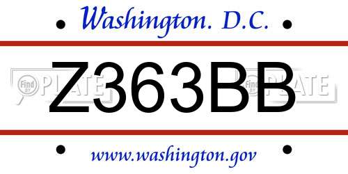 Z363BB District Of Columbia License Plate