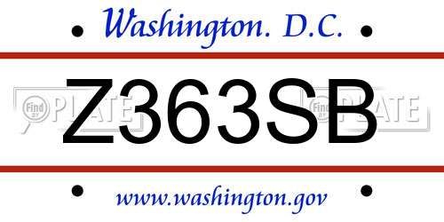 Z363SB District Of Columbia License Plate