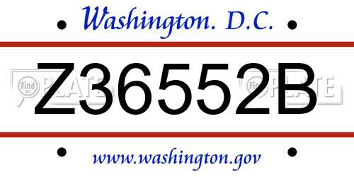 Z36552B District Of Columbia License Plate
