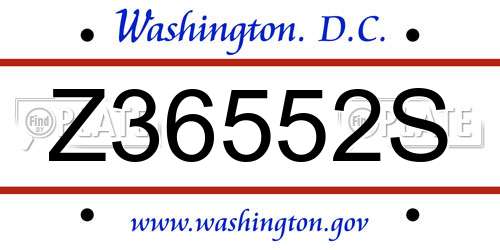 Z36552S District Of Columbia License Plate