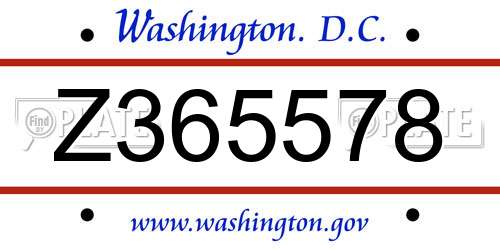 Z365578 District Of Columbia License Plate
