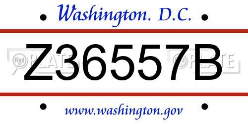Z36557B District Of Columbia License Plate