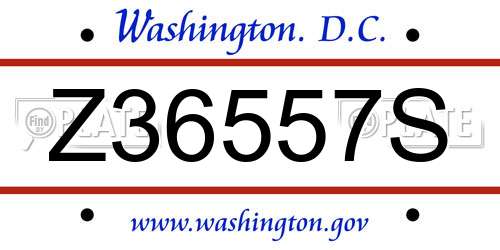 Z36557S District Of Columbia License Plate