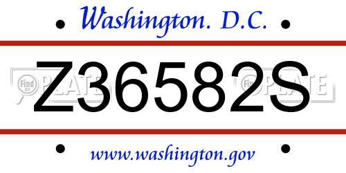 Z36582S District Of Columbia License Plate