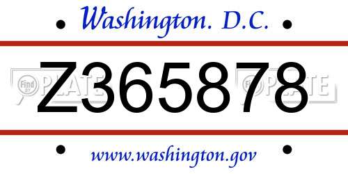 Z365878 District Of Columbia License Plate