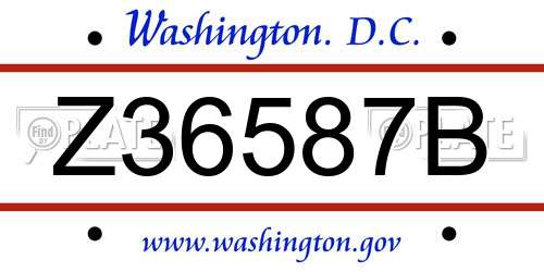 Z36587B District Of Columbia License Plate