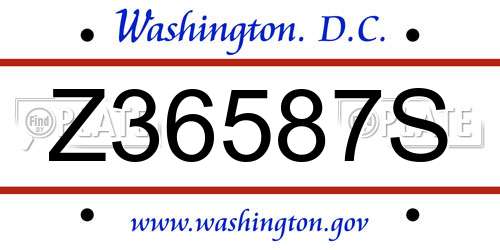 Z36587S District Of Columbia License Plate