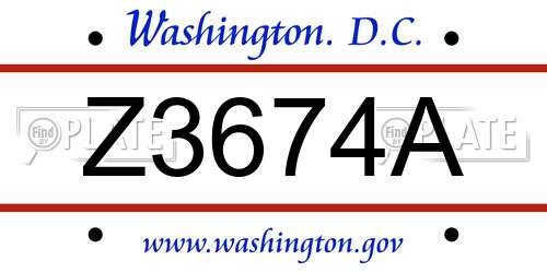 Z3674A District Of Columbia License Plate