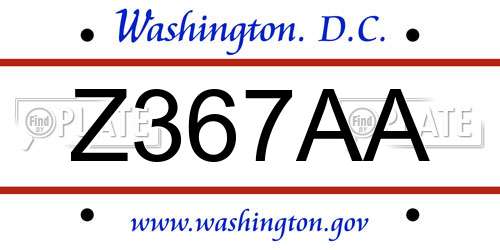 Z367AA District Of Columbia License Plate