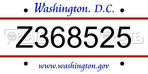 Z368525 District Of Columbia License Plate