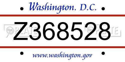 Z368528 District Of Columbia License Plate