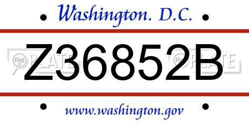 Z36852B District Of Columbia License Plate