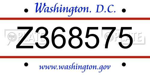 Z368575 District Of Columbia License Plate
