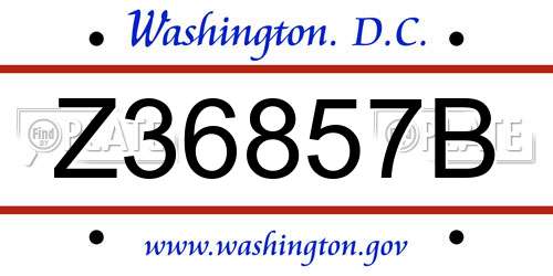 Z36857B District Of Columbia License Plate