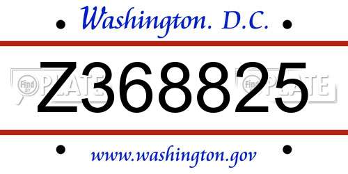 Z368825 District Of Columbia License Plate
